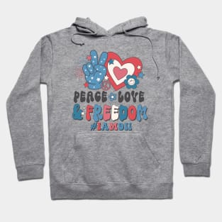 Peace Love and Freedom 4th of July Dispatcher Gift for 911 Thin Gold Line First Responders Hoodie